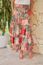 Load image into Gallery viewer, Fleur Red/Peach Patchwork Print Maxi Skirt