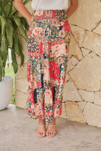 Load image into Gallery viewer, Fleur Red/Peach Patchwork Print Maxi Skirt