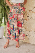 Load image into Gallery viewer, Fleur Red/Peach Patchwork Print Maxi Skirt