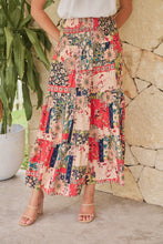 Load image into Gallery viewer, Fleur Red/Peach Patchwork Print Maxi Skirt