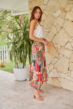 Load image into Gallery viewer, Fleur Red/Peach Patchwork Print Maxi Skirt