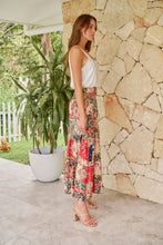 Load image into Gallery viewer, Fleur Red/Peach Patchwork Print Maxi Skirt