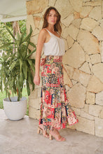 Load image into Gallery viewer, Fleur Red/Peach Patchwork Print Maxi Skirt