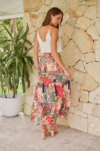 Load image into Gallery viewer, Fleur Red/Peach Patchwork Print Maxi Skirt