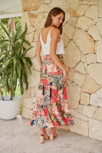 Load image into Gallery viewer, Fleur Red/Peach Patchwork Print Maxi Skirt