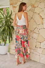 Load image into Gallery viewer, Fleur Red/Peach Patchwork Print Maxi Skirt