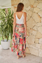 Load image into Gallery viewer, Fleur Red/Peach Patchwork Print Maxi Skirt