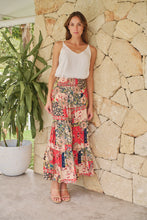 Load image into Gallery viewer, Fleur Red/Peach Patchwork Print Maxi Skirt