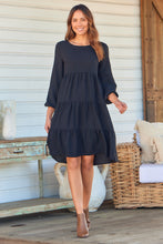 Load image into Gallery viewer, Terri Long sleeve Black Long sleeve Midi Tiered Dress
