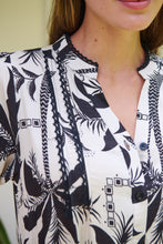 Load image into Gallery viewer, Emaya Palm Print Black/Cream Smock Dress