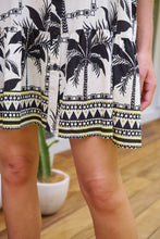 Load image into Gallery viewer, Emaya Palm Print Black/Cream Smock Dress
