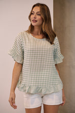 Load image into Gallery viewer, Aries Green Gingham Print Linen Tee