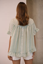 Load image into Gallery viewer, Aries Green Gingham Print Linen Tee