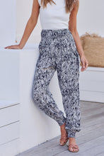 Load image into Gallery viewer, Tyla Navy/White Leaf Print Harem Pant