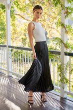 Load image into Gallery viewer, Lucy Pleated Black Satin Skirt
