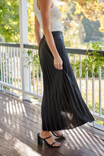 Load image into Gallery viewer, Lucy Pleated Black Satin Skirt