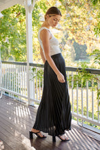 Load image into Gallery viewer, Lucy Pleated Black Satin Skirt