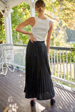 Load image into Gallery viewer, Lucy Pleated Black Satin Skirt
