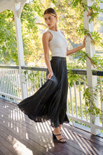 Load image into Gallery viewer, Lucy Pleated Black Satin Skirt
