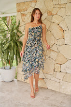 Load image into Gallery viewer, Scarlette Black Multi Floral Chiffon One Shoulder Evening Dress