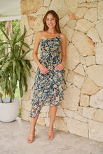 Load image into Gallery viewer, Scarlette Black Multi Floral Chiffon One Shoulder Evening Dress