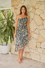 Load image into Gallery viewer, Scarlette Black Multi Floral Chiffon One Shoulder Evening Dress
