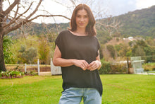 Load image into Gallery viewer, Chele Short Sleeve Oversized Black Plain Top