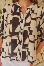 Load image into Gallery viewer, Leia Black/Cream Print Button Up 3/4 Sleeve Shirt