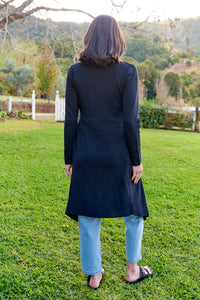 Blakely Black Drape Tie Waist Long Cardigan