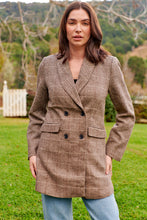 Load image into Gallery viewer, Athena Coffee Brown Tweed Print Button Front Blazer