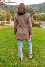 Load image into Gallery viewer, Athena Coffee Brown Tweed Print Button Front Blazer