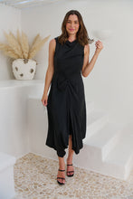 Load image into Gallery viewer, Izara Black Knot Front Evening Dress
