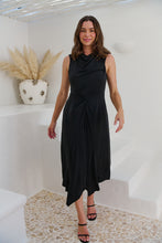 Load image into Gallery viewer, Izara Black Knot Front Evening Dress