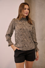 Load image into Gallery viewer, Aurora Leopard Shirred Neck Long Sleeve Top