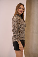 Load image into Gallery viewer, Aurora Leopard Shirred Neck Long Sleeve Top