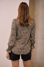 Load image into Gallery viewer, Aurora Leopard Shirred Neck Long Sleeve Top
