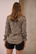 Load image into Gallery viewer, Aurora Leopard Shirred Neck Long Sleeve Top
