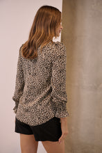 Load image into Gallery viewer, Aurora Leopard Shirred Neck Long Sleeve Top