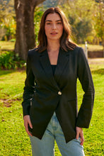 Load image into Gallery viewer, Crystal Black Linen Blazer