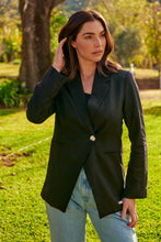 Load image into Gallery viewer, Crystal Black Linen Blazer