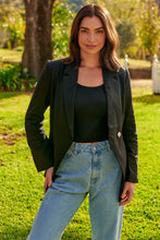 Load image into Gallery viewer, Crystal Black Linen Blazer