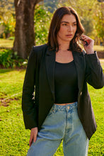 Load image into Gallery viewer, Crystal Black Linen Blazer