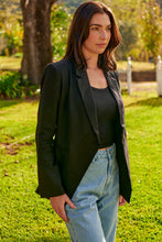Load image into Gallery viewer, Crystal Black Linen Blazer