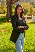 Load image into Gallery viewer, Crystal Black Linen Blazer