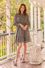 Load image into Gallery viewer, Hannah Black and Gold Print Chiffon Long Sleeve Dress