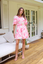 Load image into Gallery viewer, Milana Pink/ White Bell Sleeve Tie Waist Dress
