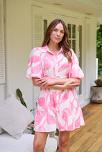 Load image into Gallery viewer, Milana Pink/ White Bell Sleeve Tie Waist Dress