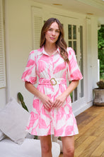 Load image into Gallery viewer, Milana Pink/ White Bell Sleeve Tie Waist Dress