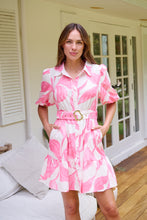 Load image into Gallery viewer, Milana Pink/ White Bell Sleeve Tie Waist Dress