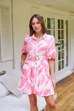 Load image into Gallery viewer, Milana Pink/ White Bell Sleeve Tie Waist Dress